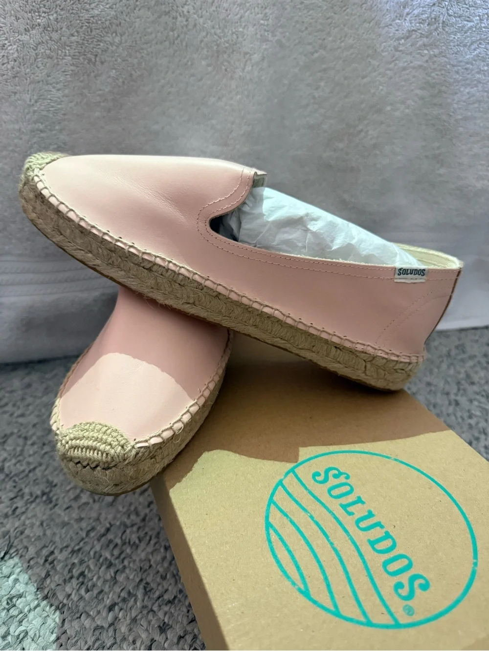 Soludos Blush Pink Leather Espadrille Flats